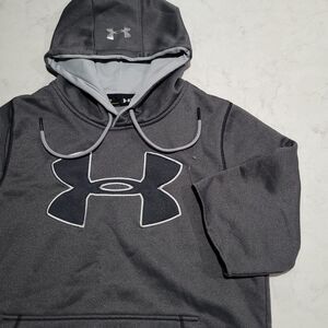 Under Armour Rival Hoodie Short Sleeve Coach's Gray Big Logo UA SMALL NWOT